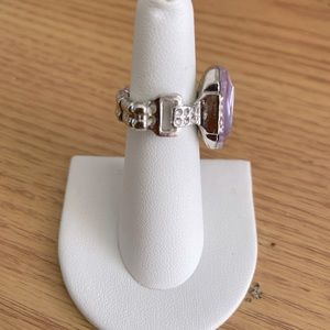 Purple Emerald Cut Ring